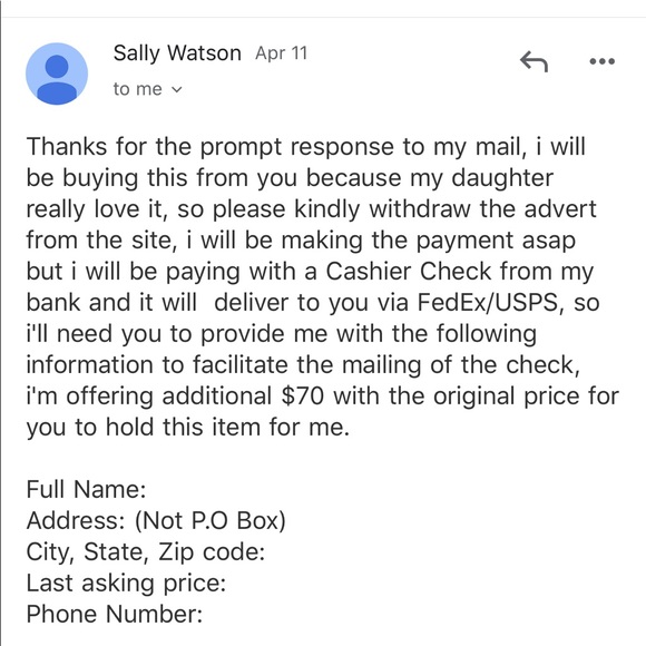 SCAM ALERT - Picture 3 of 6